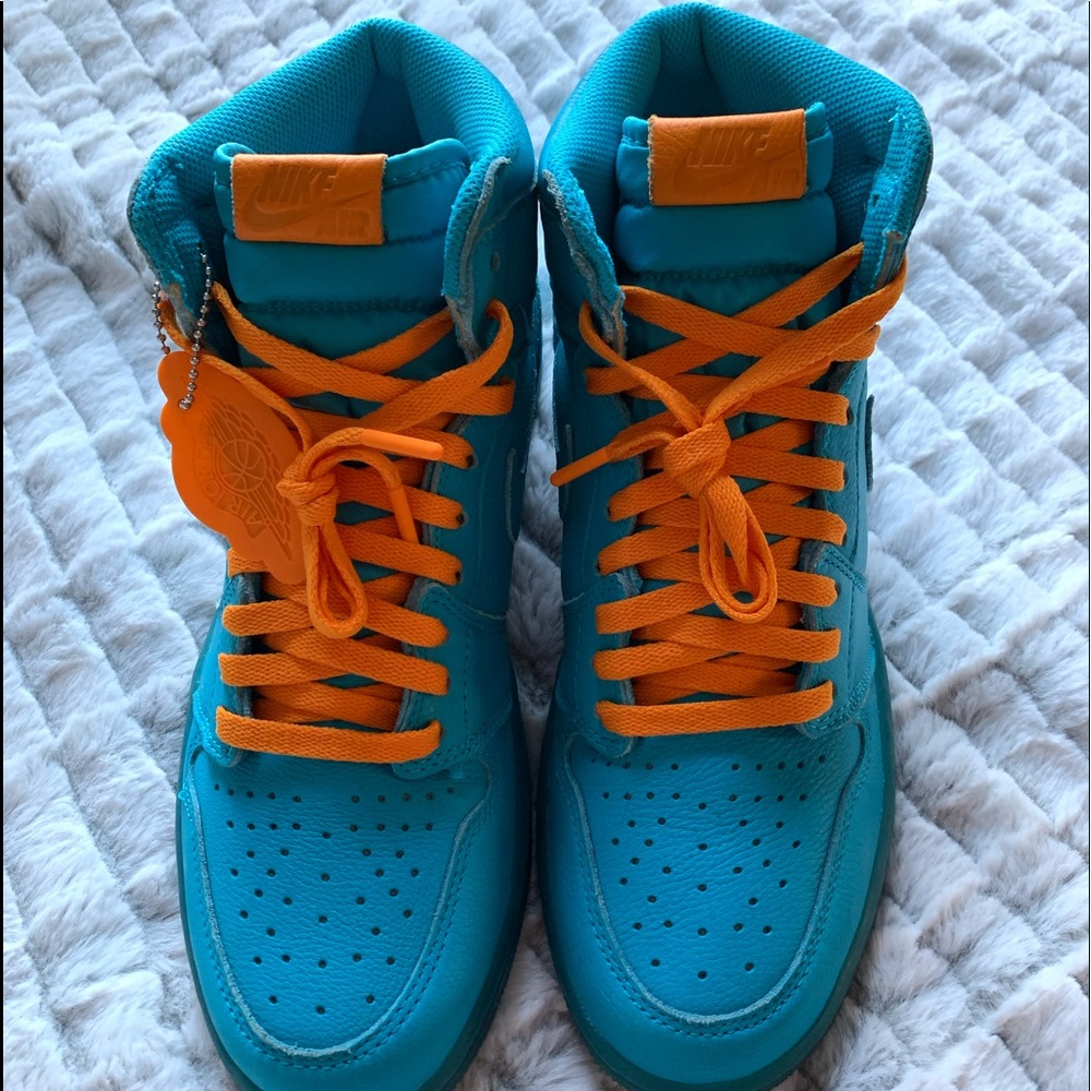 Gatorade Lagoon Blue Nike Air Jordan 1s